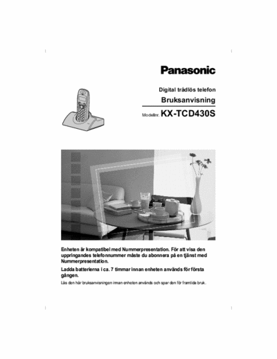 Panasonic KX-TCD430 Swedish user guide Panasonic KX-TCD430 DECT, cordless phone